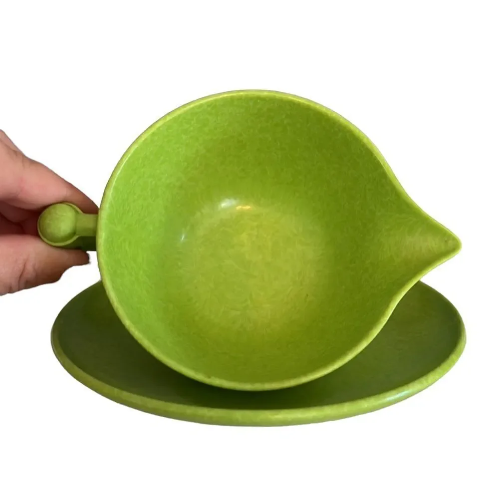Melmac Color Flyte by Branchell Cup Saucer Bowl Small Plate Green Vintage